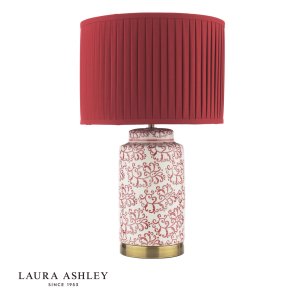Laura Ashley Knipton Table Lamp Red Ceramic and Antique Brass With Shade