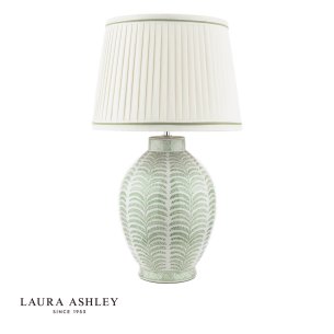 Laura Ashley Stannard Table Lamp Green Ceramic and Polished Chrome With Shade