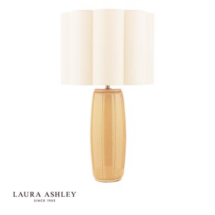 Laura Ashley Littleton Table Lamp Yellow Ceramic and Antique Brass With Shade