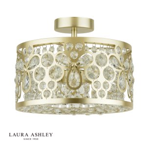 Laura Ashley Tilbrook 3 Light Flush Matt Champagne and Crystal