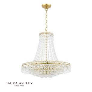 Laura Ashley Enid 5 Light Grande Chandelier Glass and Matt Antique Brass
