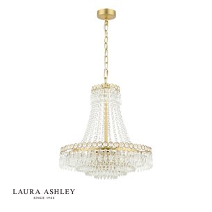 Laura Ashley Enid 5 Light Chandelier Faceted Glass and Matt Antique Brass