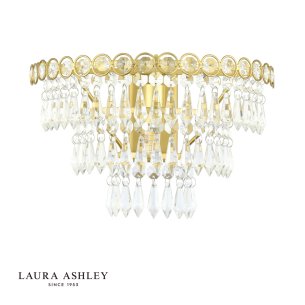 Laura Ashley Enid Wall Light Faceted Glass and Matt Antique Brass