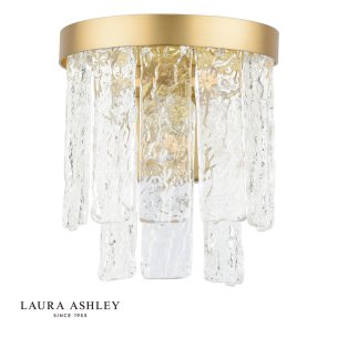 Laura Ashley Durnsford Wall Light Matt Antique Brass and Textured Glass