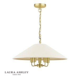 Laura Ashley Harland 5 Light Pendant Matt Antique Brass With Shade