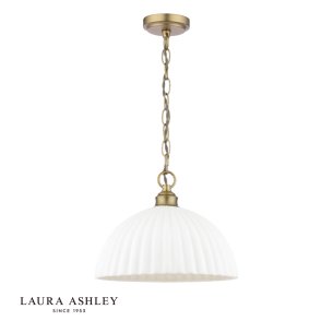 Laura Ashley Durford Large Pendant Matt Antique Brass and White