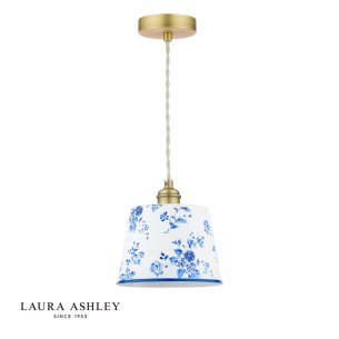 Laura Ashley China Rose Pendant Matt Blue and Matt Antique Brass