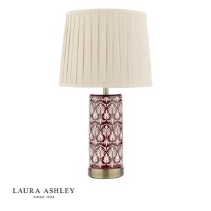 Laura Ashley Medlock Table Lamp Purple Ceramic and Antique Brass With Shade