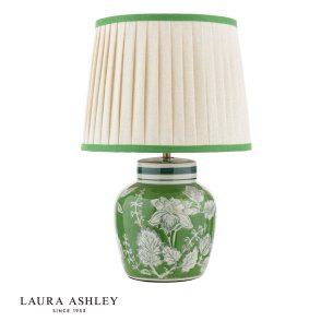 Laura Ashley Colwich Table Lamp Green Ceramic and Antique Brass With Shade
