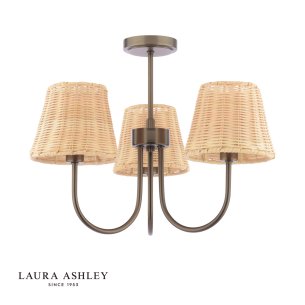 Laura Ashley Hasfield 3 Light Semi-Flush Satin Bronze With Shade