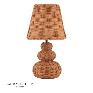 Laura Ashley Hasfield Rechargeable Table Lamp Natural Rattan With Shade LED