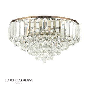 Laura Ashley Vienna 3 Light Flush Crystal and Antique Brass