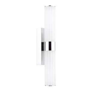 Lars 2 Light Bathroom Wall Light Polished Chrome and White Frosted Acrylic IP44