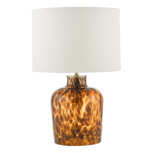 Leandra Table Lamp Amber Glass With Shade