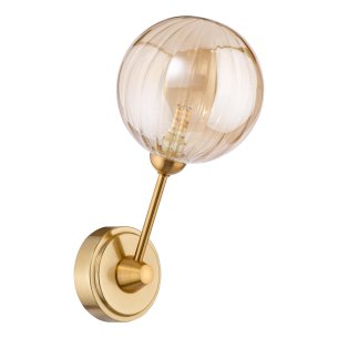 Liora Wall Light Antique Gold and Amber Ribbed Glass