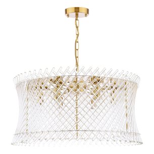 Loire 6 Light Pendant Natural Brass and Glass