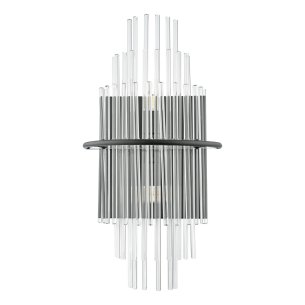 Lukas 2 Light Wall Light Satin Black and Glass