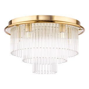 Lukas 6 Light Flush Antique Gold and Glass