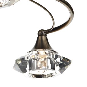 Luther 4 Light Semi-Flush Antique Brass and Crystal