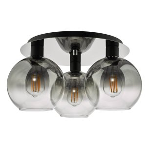 Lycia 3 Light Flush Matt Black Smoked Ombre Glass 