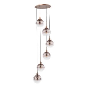 Lycia 6 Light Cluster Pendant Satin Bronze and Bronze Ombre Glass