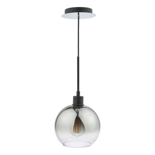 Lycia Single Pendant Matt Black Ombre Smoked Glass