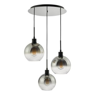 Lycia 3 Light Cluster Pendant Matt Black Smoked Ombre Glass 