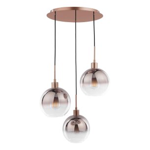 Lycia 3 Light Cluster Pendant Satin Bronze and Bronze Ombre Glass
