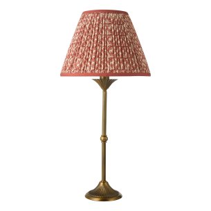 Lydian Table Lamp Antique Bronze With Red Leaf Print Shade