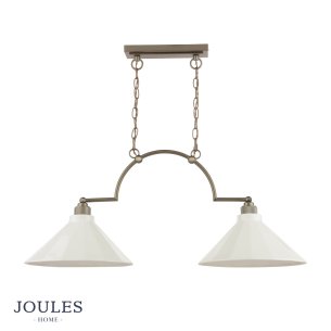Joules Lynton 2 Light Pendant Satin Bronze and Cream Ceramic