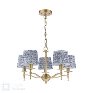 Marble Hill 5 Light Armed Pendant Aged Brass With Shade