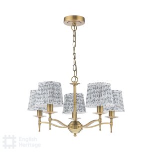 Marble Hill 5 Light Armed Pendant Aged Brass With Shade