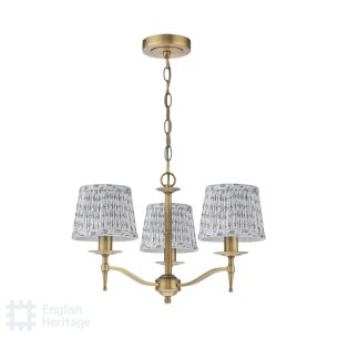 Marble Hill 3 Light Armed Pendant Aged Brass and Grey With Shade