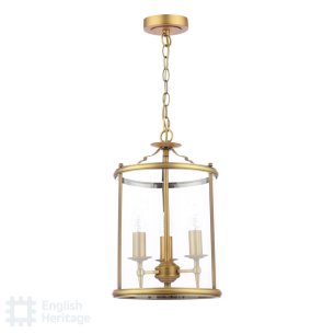 Marble Hill 3 Light Lantern Aged Brass and Glass