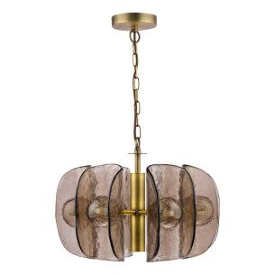 Megara 6 Light Pendant Antique Bronze and Tea Smoked Glass