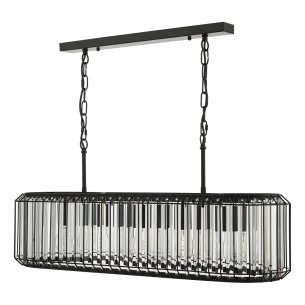 Naeva 5 Light Pendant Matt Black and Crystal