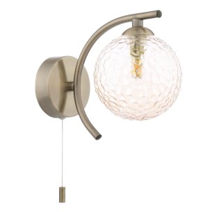 Nakita Wall Light Antique Brass With Amber Hammered Glass