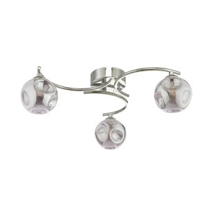 Nakita 3 Light Semi Flush Polished Chrome With Closed Organic Smoked Glass