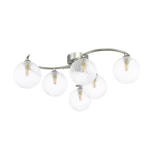 Nakita 6 Light Semi Flush Polished Chrome With Clear Hammered Glass