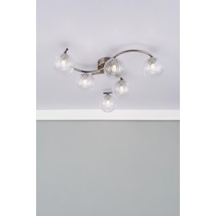 Nakita 6 Light Semi Flush Antique Brass With Twisted Glass