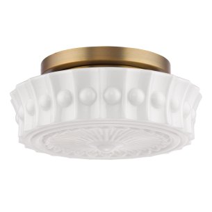 Neema 2 Light Flush Opal Glass and Antique Bronze