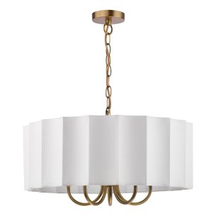 Noura 5 Light Pendant Antique Bronze and Ivory Scallop Shade