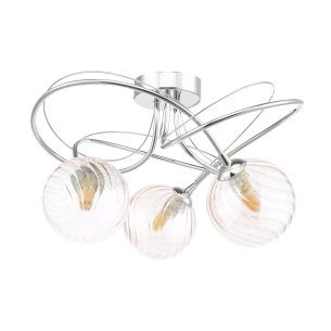 Onawa 3 Light Semi Flush Polished Chrome With Twisted Amber Glass