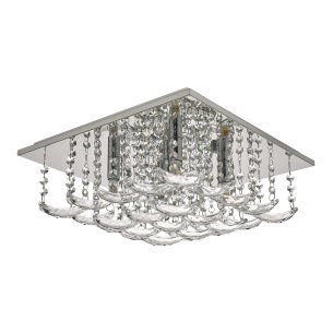 Orella 5 Light Flush Polished Chrome and Crystal