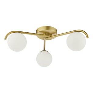 Orlena 3 Light Flush Satin Gold and Opal Glass