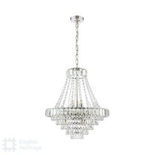 Osborne House 12 Light Chandelier Polished Nickel and Crystal