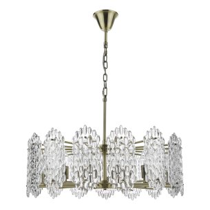 Porthos 15 Light Pendant Antique Brass and Glass