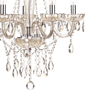 Raphael 5 Light Chandelier Champagne Glass and Polished Chrome