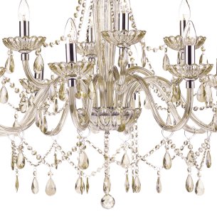 Raphael 12 Light Chandelier Champagne Glass and Polished Chrome