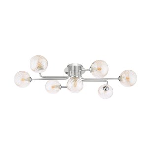 Reyna 7lt Semi Flush Polished Chrome With Twisted Amber Glass